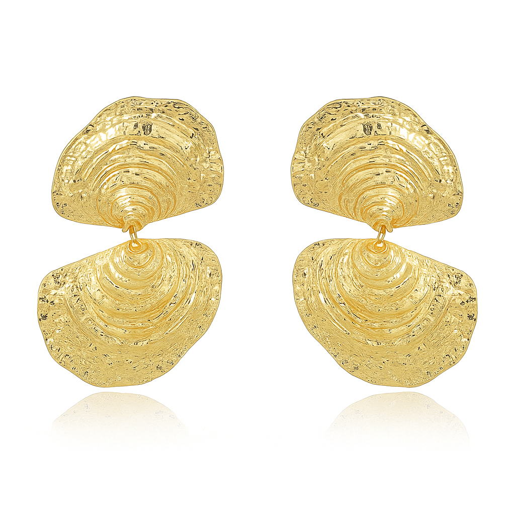 Gold seashell earrings